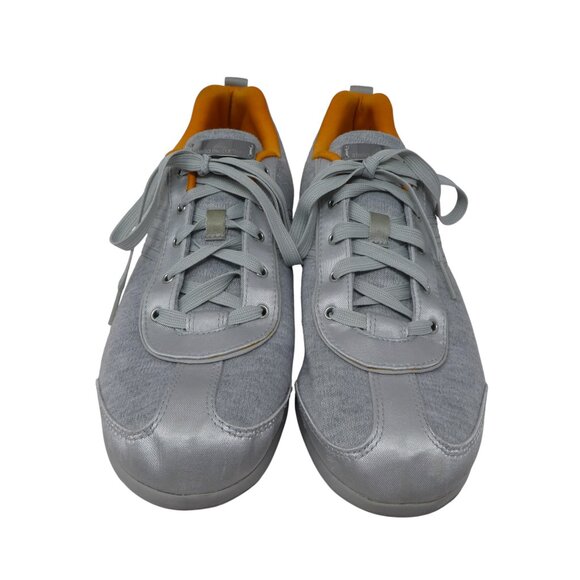 Adidas Stella McCartney Gray Orange Satin Designer Fashion Sneakers Womens 9.5 - Picture 6 of 13